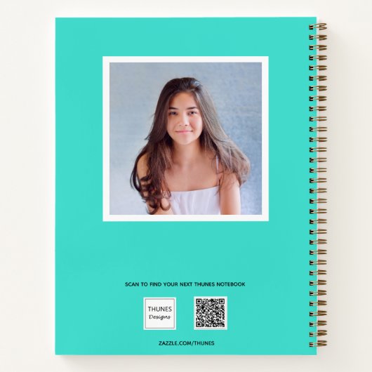 Sketchbookターコイズフォトガールズタイポグラフィ ノートブック (裏面)