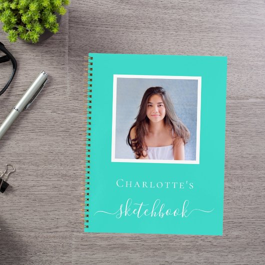 Sketchbookターコイズフォトガールズタイポグラフィ ノートブック