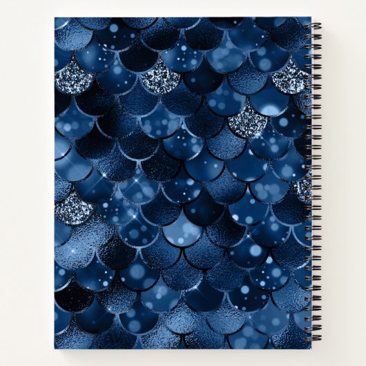 Sketchbookダークブルーのマーメイドはかりで測の名前 ノートブック (裏面)