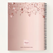 Sketchbookバラ金ゴールド花バーガンディーモノグラム ノートブック (裏面)