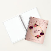 Sketchbookバラ金ゴールド花バーガンディーモノグラム ノートブック (内部)