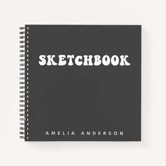 Sketchbookパーソナライズされた | Groovy白黒 ノートブック (正面)