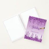 Sketchbookパープルグリッターのドライ絵を描プ名 ノートブック (内部)