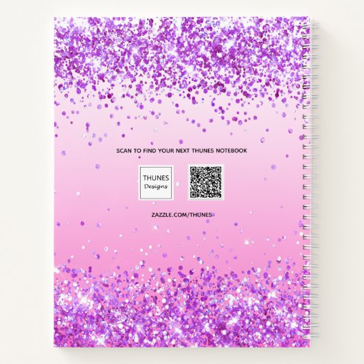 Sketchbookパープルピンク紙吹雪絵を描名 ノートブック (裏面)