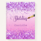 Sketchbookパープルピンク紙吹雪絵を描名 ノートブック (正面)