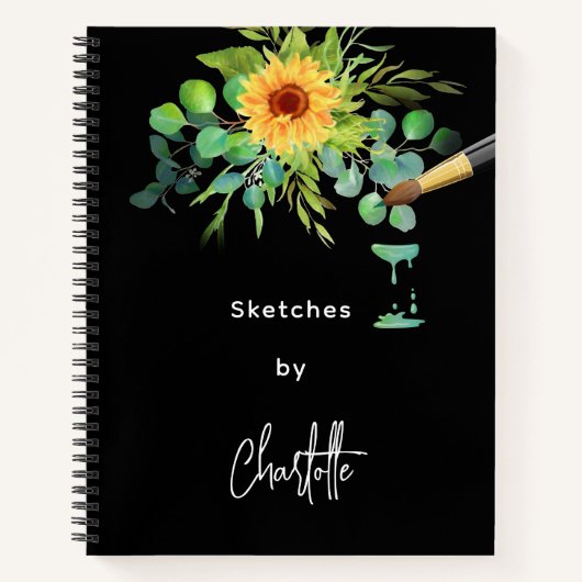 Sketchbookヒマワリeucalyptus black ノートブック (正面)