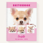 Sketchbookピンクの犬の写真コラージュ ノートブック (正面)