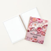 Sketchbookピンクの白い花名スクリプト ノートブック (内部)