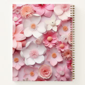 Sketchbookピンクの白い花名スクリプト ノートブック (裏面)