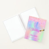 Sketchbookピンクパープルグリッターがホログラフィックを乾燥 ノートブック (内部)