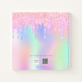 Sketchbookピンクパープルグリッターがホログラフィックを乾燥 ノートブック (裏面)
