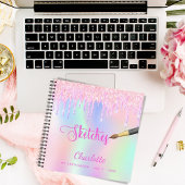 Sketchbookピンクパープルグリッターがホログラフィックを乾燥 ノートブック
