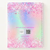 Sketchbookピンク紫ホログラフィックガール ノートブック (裏面)