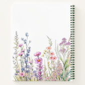 Sketchbookピンク色の紫の青い野花 ノートブック (裏面)