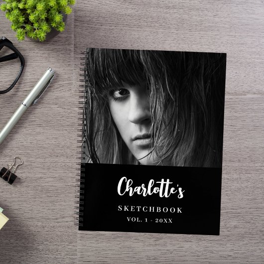 Sketchbookフォトカスタム白黒名 ノートブック