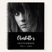 Sketchbookフォトカスタム白黒名 ノートブック (正面)