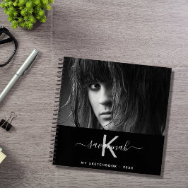 Sketchbookフォト白黒モノグラム名 ノートブック