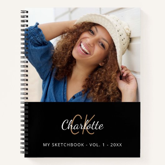 Sketchbookフォト白黒モノグラム ノートブック (正面)