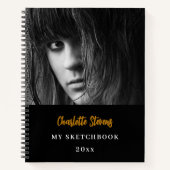 Sketchbookフォト白黒金ゴールド ノートブック (正面)