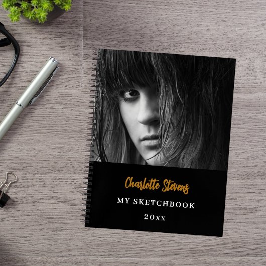 Sketchbookフォト白黒金ゴールド ノートブック