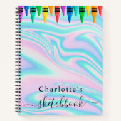 Sketchbookホログラフィックピンクドリップスガール ノートブック (正面)