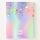 Sketchbookホログラフィックユニコーンピンクの虹金ゴールド ノートブック (裏面)