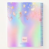 Sketchbookホログラフィックユニコーンピンク色の虹 ノートブック (裏面)