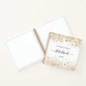 Sketchbookホワイト金ゴールドグリッター名エレガント ノートブック (内部)