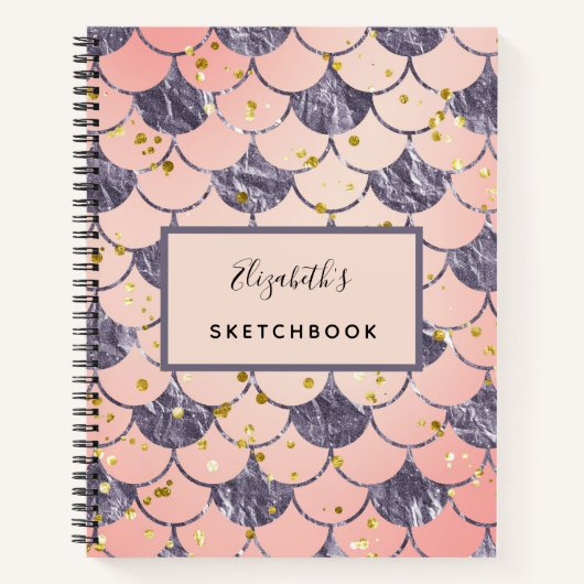 Sketchbookマーメイドはかりで測ピンパープル ノートブック (正面)