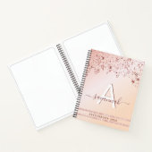 Sketchbookモノグラムバラ金ゴールドピンクの星 ノートブック (内部)