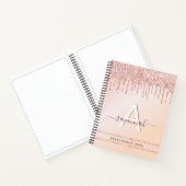 Sketchbookモノグラムバラ金ゴールドピンクグリッター モダン ノートブック (内部)