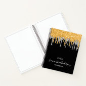 Sketchbookモノグラムブラック金ゴールドシルバーグリッタードリップ ノートブック (内部)