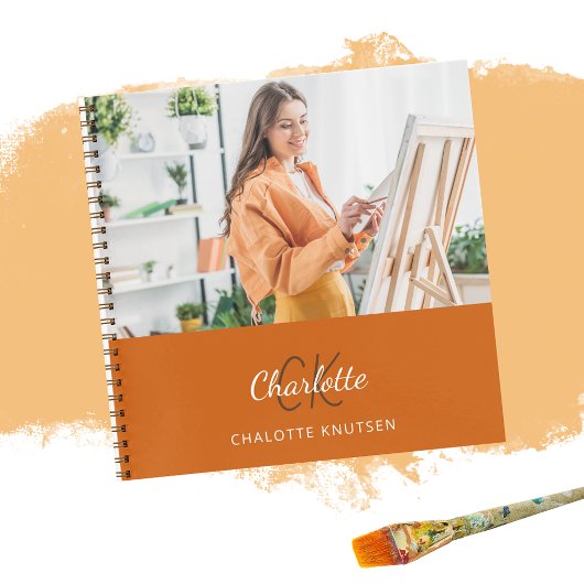 Sketchbook焼けオレンジ色フォトモノグラム ノートブック