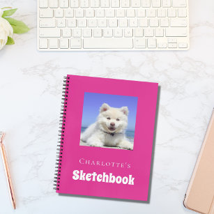 Sketchbook犬のペットの写真スクリプト熱いピンクの女の子 ノートブック