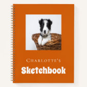 Sketchbook犬のペットフォトスクリプト燃えたオレンジ ノートブック (正面)