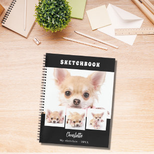 Sketchbook犬ペット白黒写真コラージュ ノートブック
