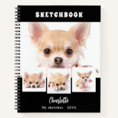 Sketchbook犬ペット白黒写真コラージュ ノートブック (正面)