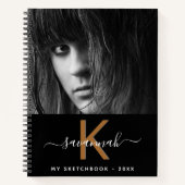 Sketchbook白黒金ゴールドフォトモノグラム ノートブック (正面)