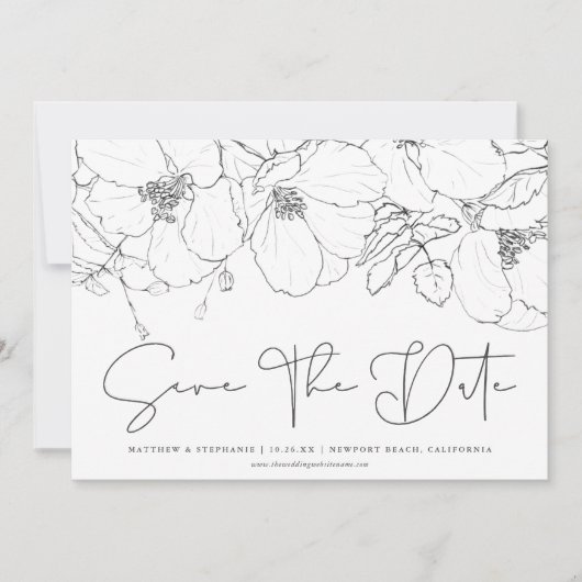 Sketchbook花模様セーブ・ザ・デート案内 招待状 (正面)