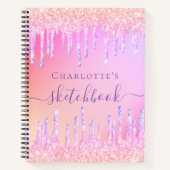 Sketchbook赤面ピンク虹色 ノートブック (正面)