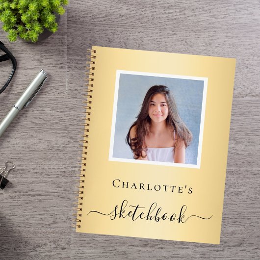 Sketchbook金ゴールドフォトガールズタイポグラフィ ノートブック