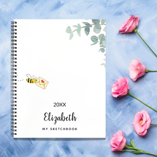 Sketchbook bee eucalyptus monogram cute ノートブック