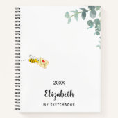 Sketchbook bee eucalyptus monogram cute ノートブック (正面)