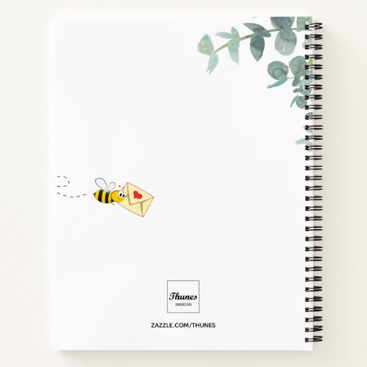 Sketchbook bee eucalyptus monogram cute ノートブック (裏面)