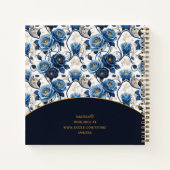Sketchbook Elegante Rosas Azules y Oro Personaliza ノートブック (裏面)