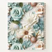 Sketchbook flowers dusty green cream nameスクリプト ノートブック (裏面)
