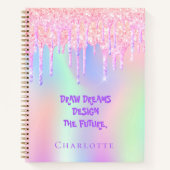 Sketchbook holographic pink inspirational quote ノートブック (正面)