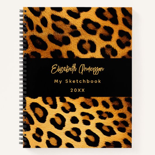 Sketchbook leopard pattern brown black ノートブック (正面)