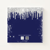 Sketchbook navy blue white monogramの名前 ノートブック (裏面)