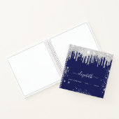 Sketchbook navy blue white monogramの名前 ノートブック (内部)